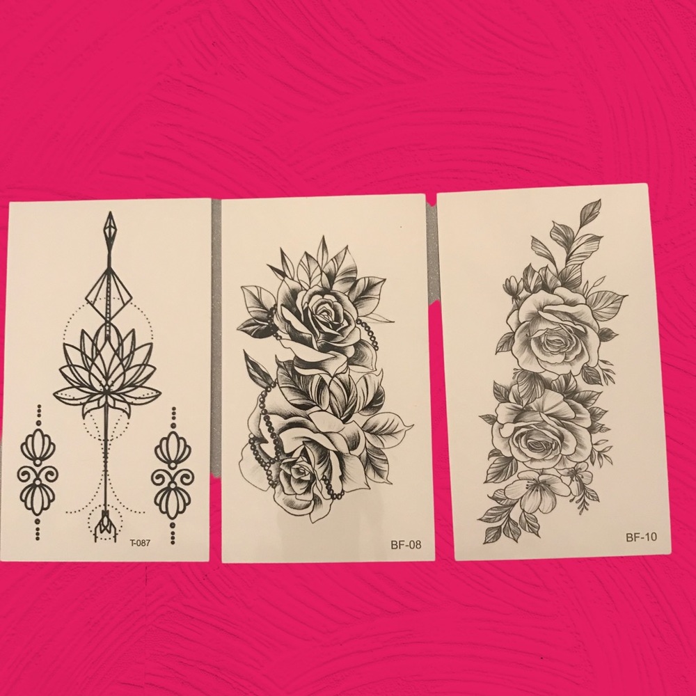 Set of 3 Sexy Floral Design Temporary Tattoos